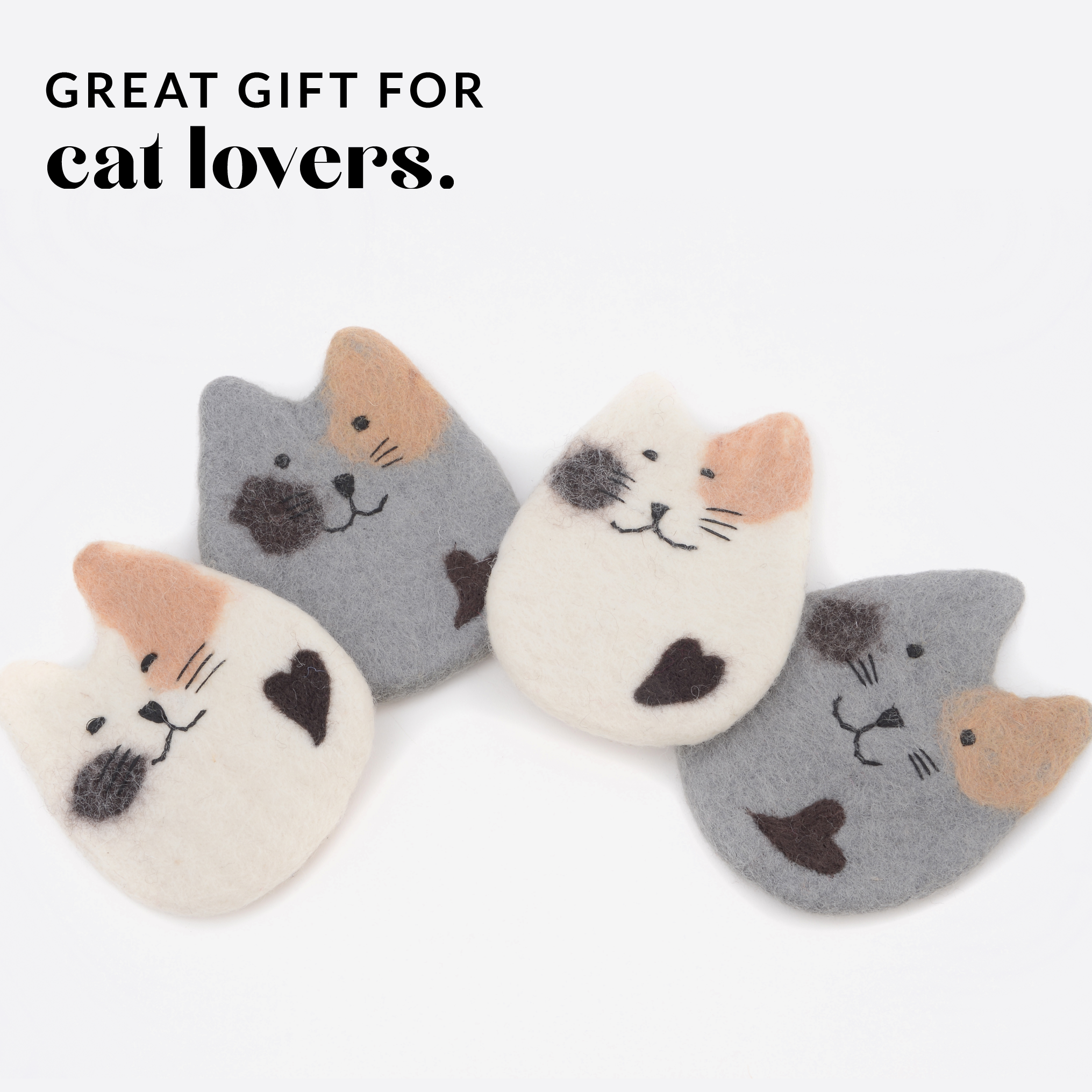 Felt Cat Coasters Set | Cute Coasters Gift for Coworker and Cat Lovers Gift | Cute Cat Office Gift, Secretary Gift or Cat Mom Gifts