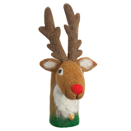 Bottle-Topper Wool Reindeer - Handmade + Fairtrade