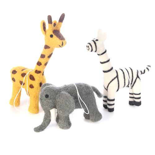 All three ornaments in the safari animal ornaments set. How cute are they?