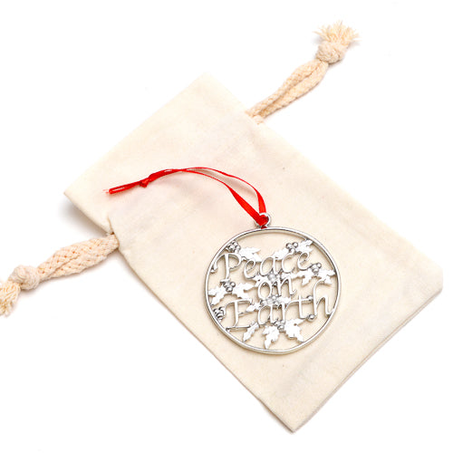 Handmade Peace on Earth Pewter Christmas Ornament