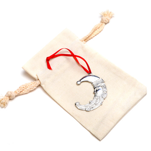 Handmade Santa Moon Pewter Christmas Ornament