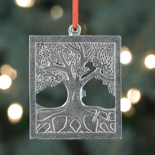 Handmade Tree of Life Pewter Christmas Ornament