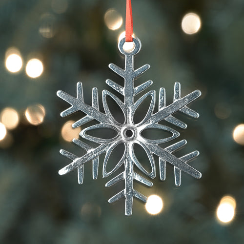 Handmade Snowflake Pewter Christmas Ornament