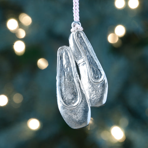 Handmade Ballet Shoes Pewter Christmas Ornament