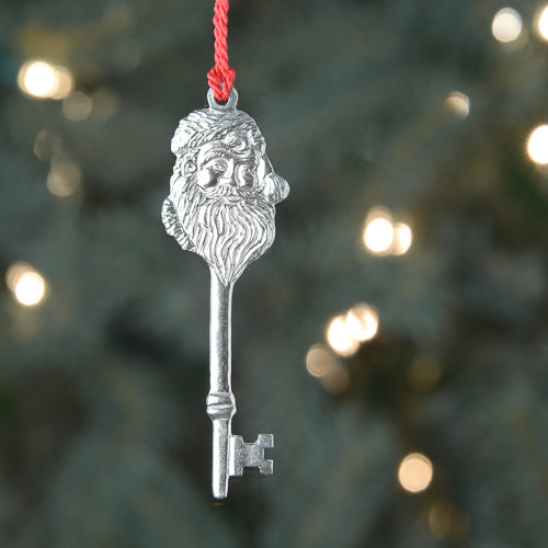 Handmade Santa Key Pewter Christmas Ornament