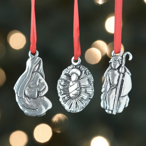 Nativity Mini Pewter Christmas Ornament Set