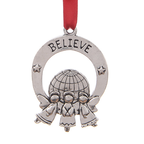 Pewter 3 Angels Believe Global Giving Ornament