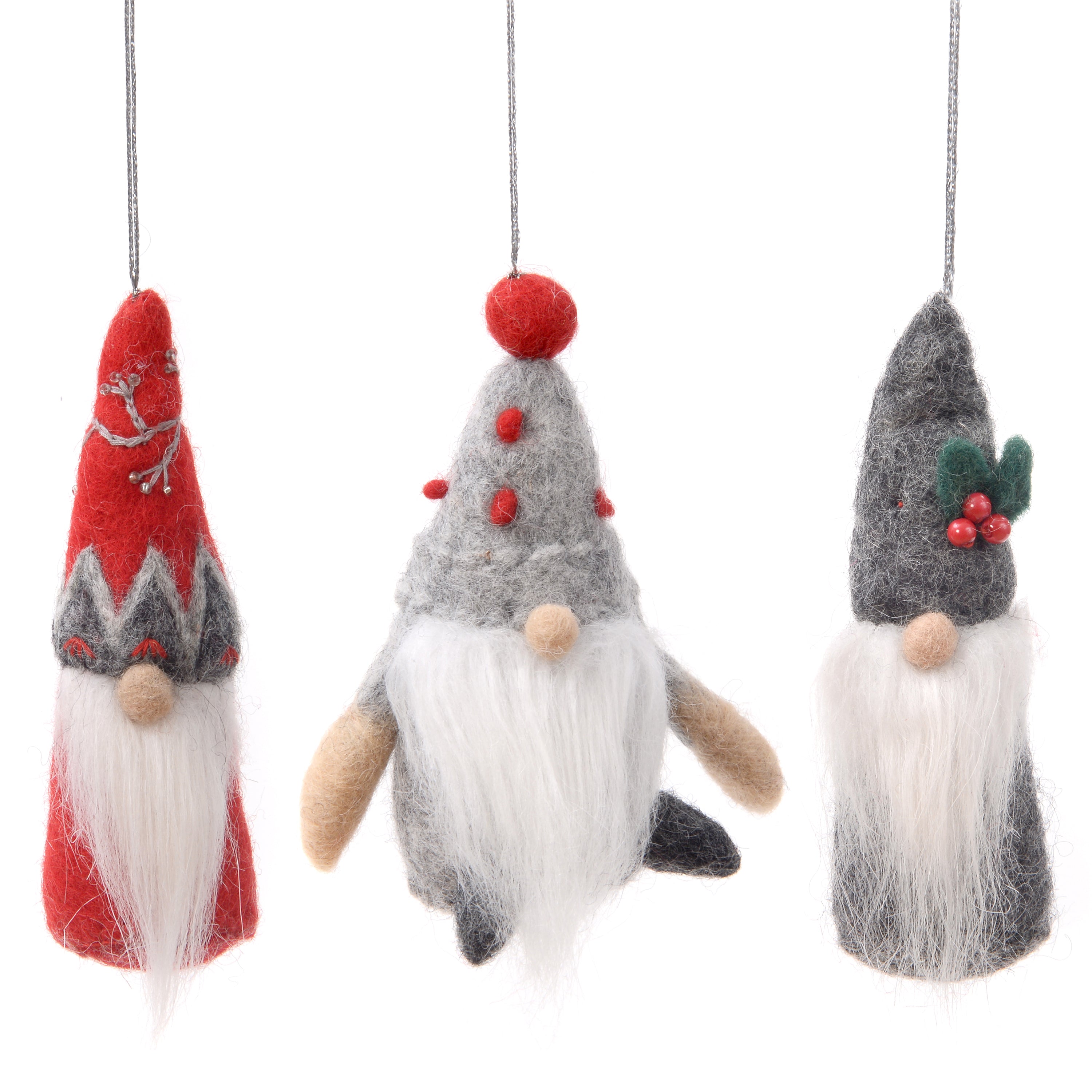 Griffin, Thor, and Zane, everyone! Our hanging gnomes that make the holiday season a little brighter.