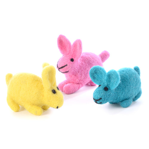 Peepers Bunny Set (3) - Felted Wool Ornaments - Handcrafted + Fair Trade