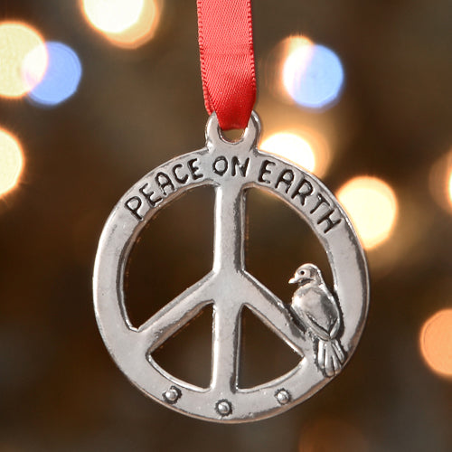 Pewter Peace Sign Global Giving Ornament