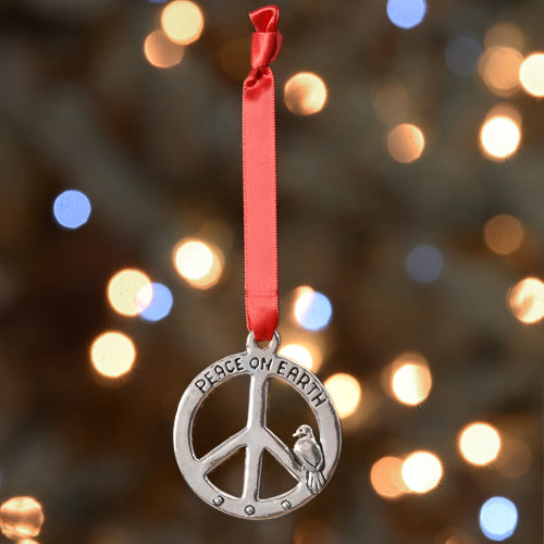 Pewter Peace Sign Global Giving Ornament