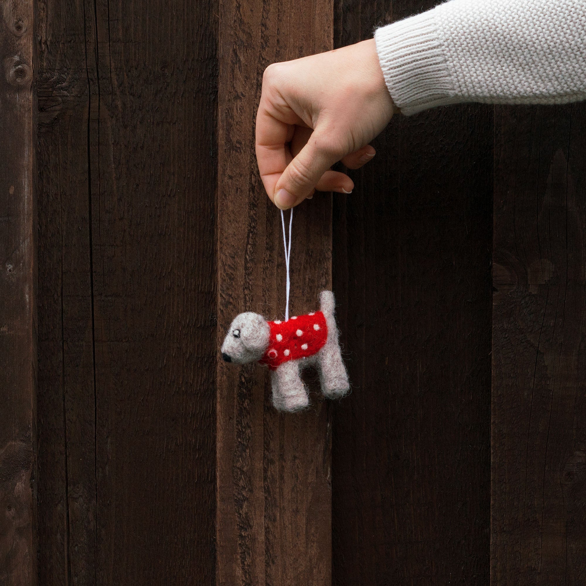 Party Dog Felted Wool Ornament - Handcrafted + Fair Trade