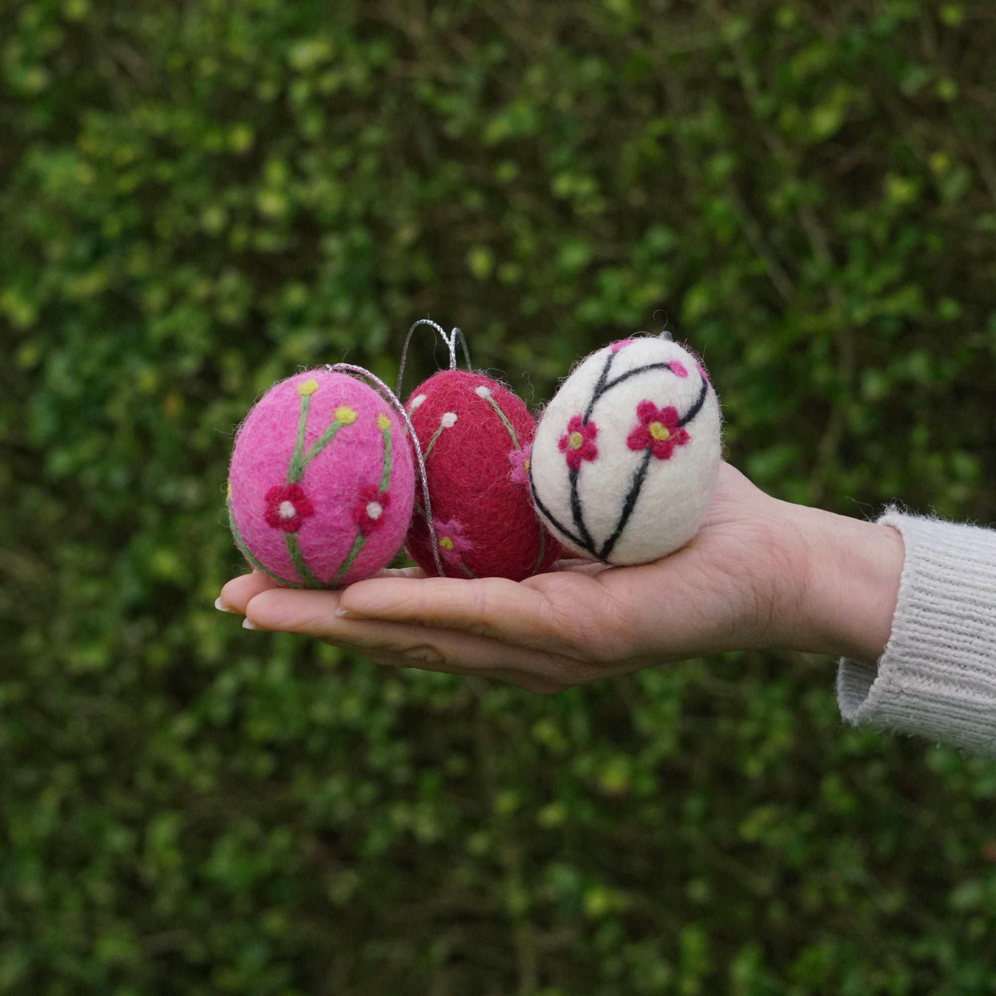 Felted Wool Easter Eggs - Flowers