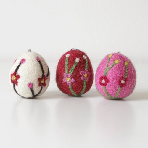 Felted Wool Easter Eggs - Flowers